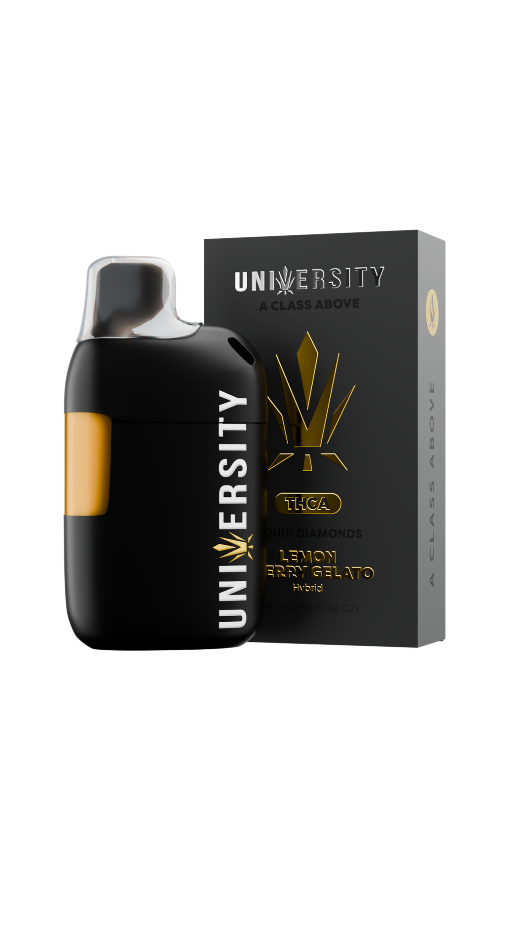 Trap University THCA Liquid Diamonds 2.5g disposable package — Lemon Cherry Gelato