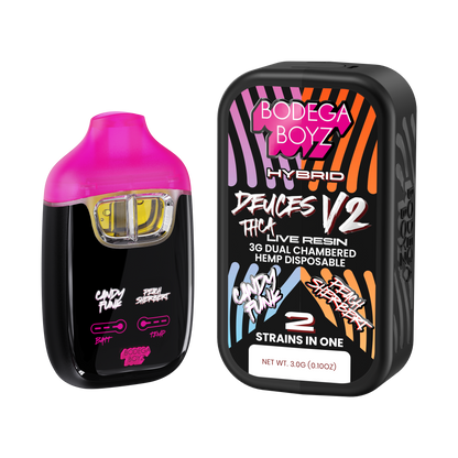 Bodega Boyz Deuces THCA Live Resin Disposable Vape – 3G — Candy Funk Peach Sherbert packaging