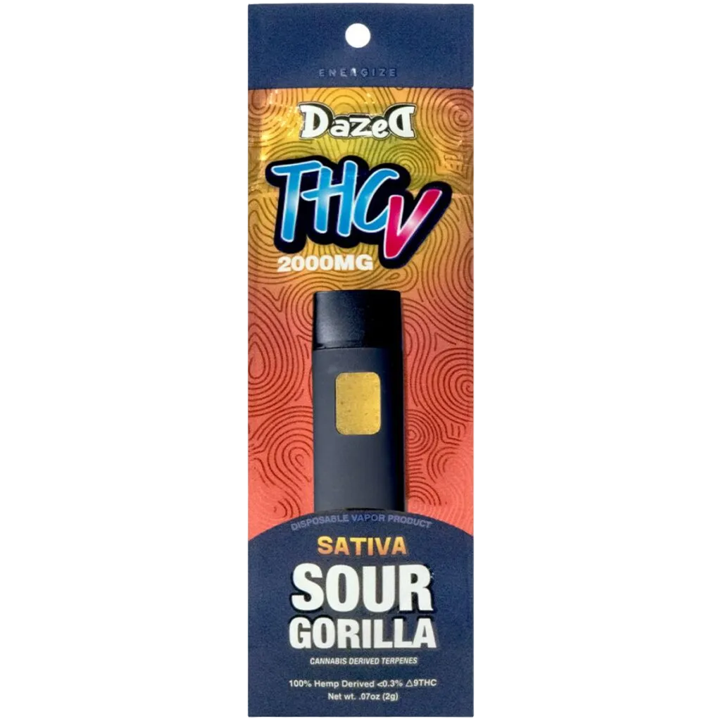 Dazed 2g THCV disposable vape — Sour Gorilla front