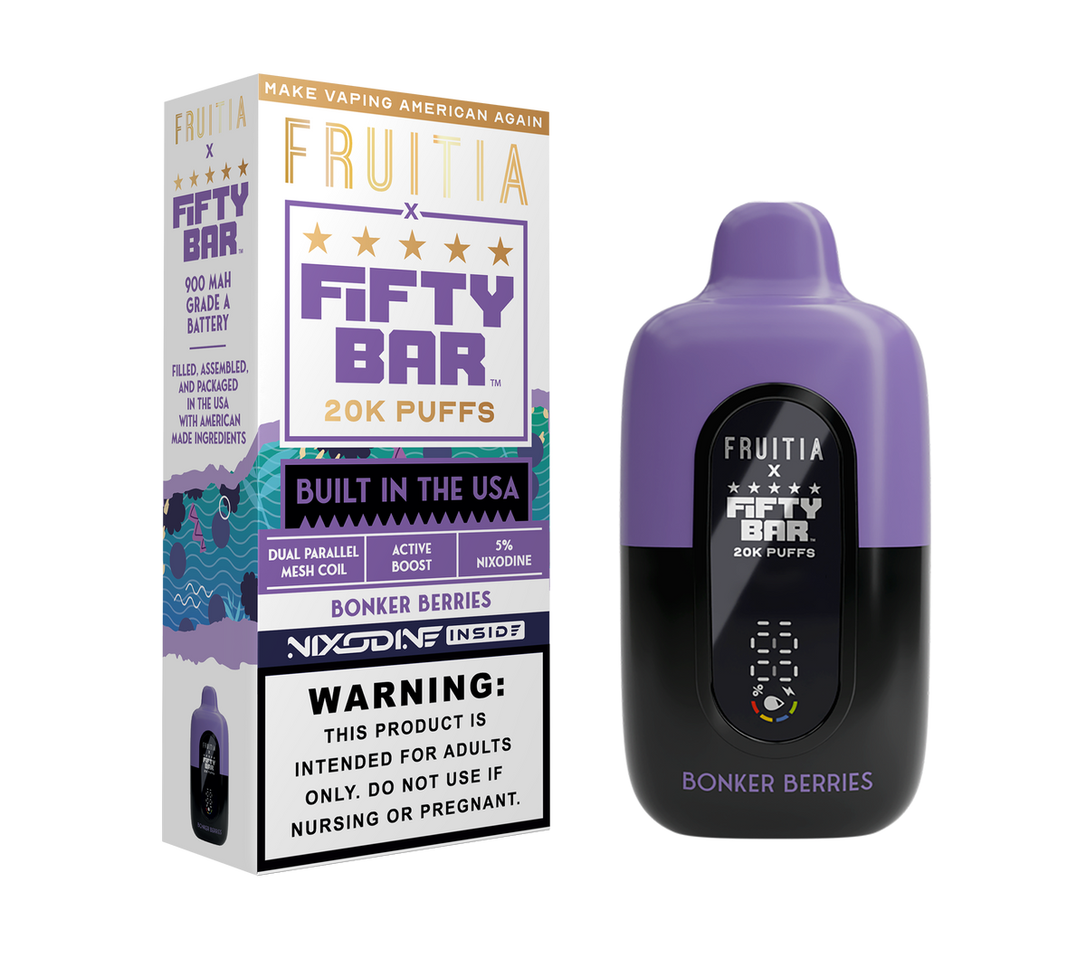 Fifty Bar 5% Nixodine 20K disposable package — Bonker Berries