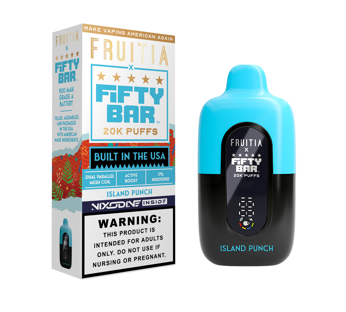 Fifty Bar 5% Nixodine 20K disposable package — Island Punch