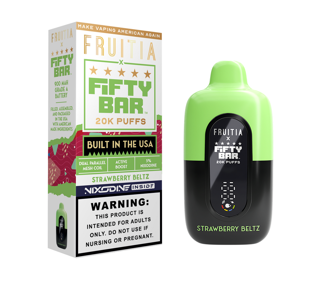 Fifty Bar 5% Nixodine 20K disposable package — Strawberry Beltz