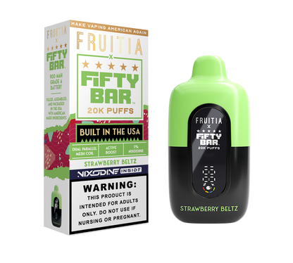 Fifty Bar 5% Nixodine 20K disposable package — Strawberry Beltz