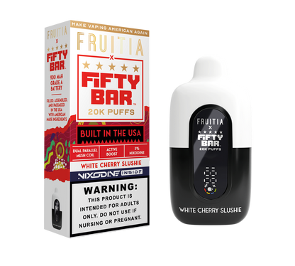 Fifty Bar 5% Nixodine 20K disposable package — White Cherry Slushie