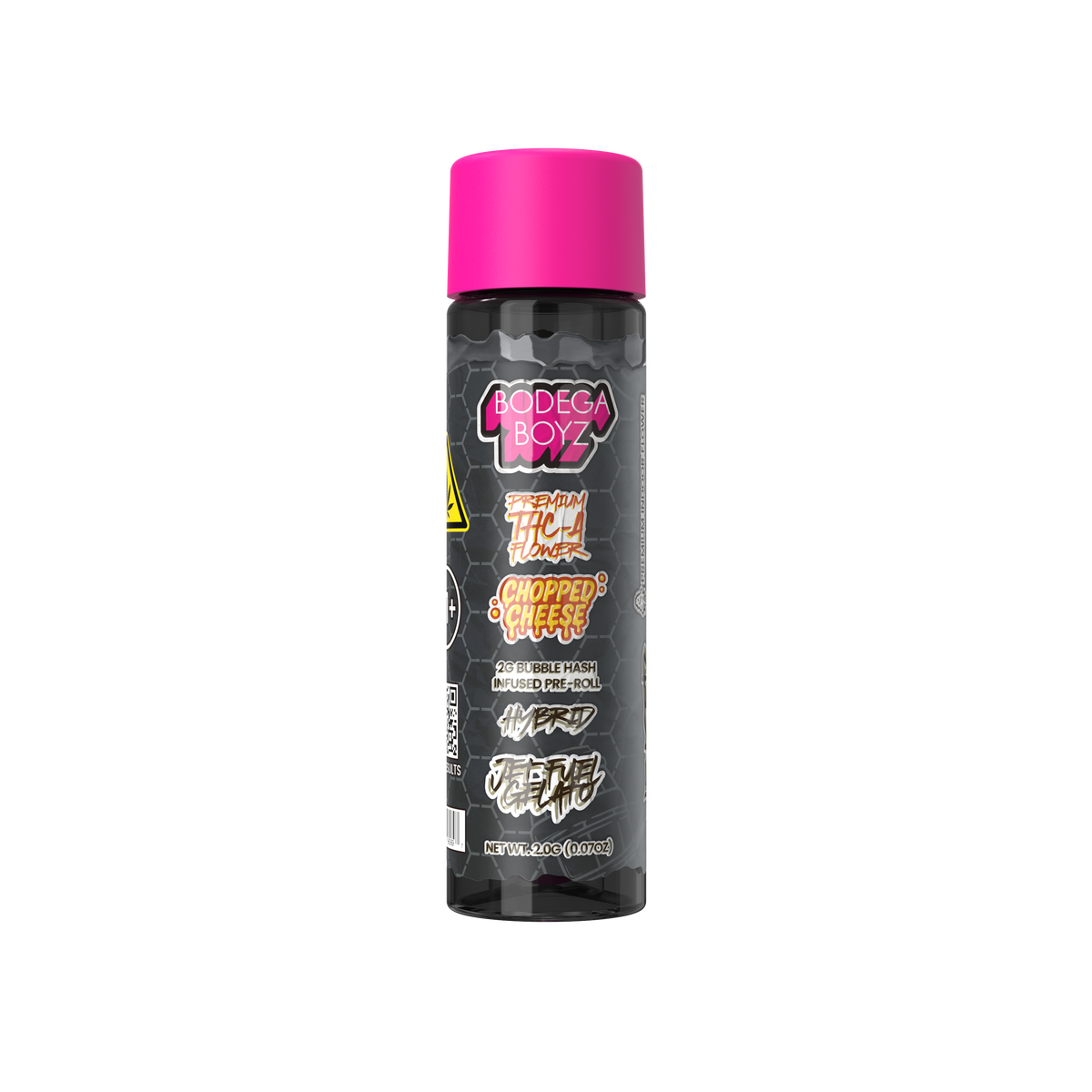 Bodega Boyz Indoor Flower + Bubble Hash Pre-Roll – 2G — Jet-Fuel-Gelato Hemp packaging