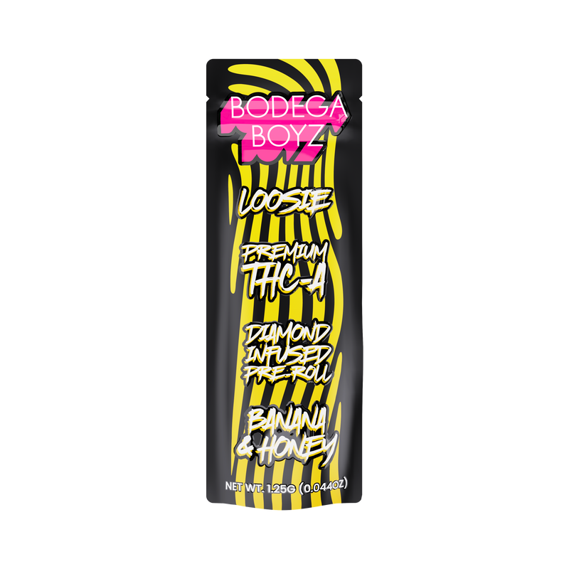 Bodega Boyz THCA Diamond-Infused Pre-Roll – 1.25G — Loosie-THCA-1PK-Banna Honey packaging