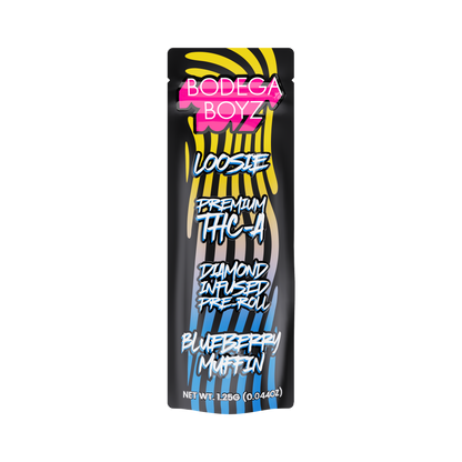 Bodega Boyz THCA Diamond-Infused Pre-Roll – 1.25G — Loosie-THCA-1PK-Blueberry Muffin packaging