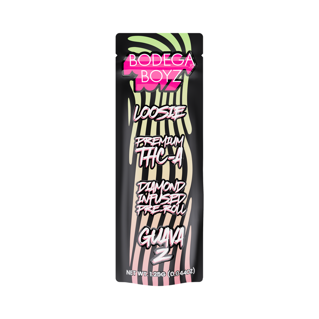Bodega Boyz THCA Diamond-Infused Pre-Roll – 1.25G — Loosie-THCA-1PK-Guava Z packaging