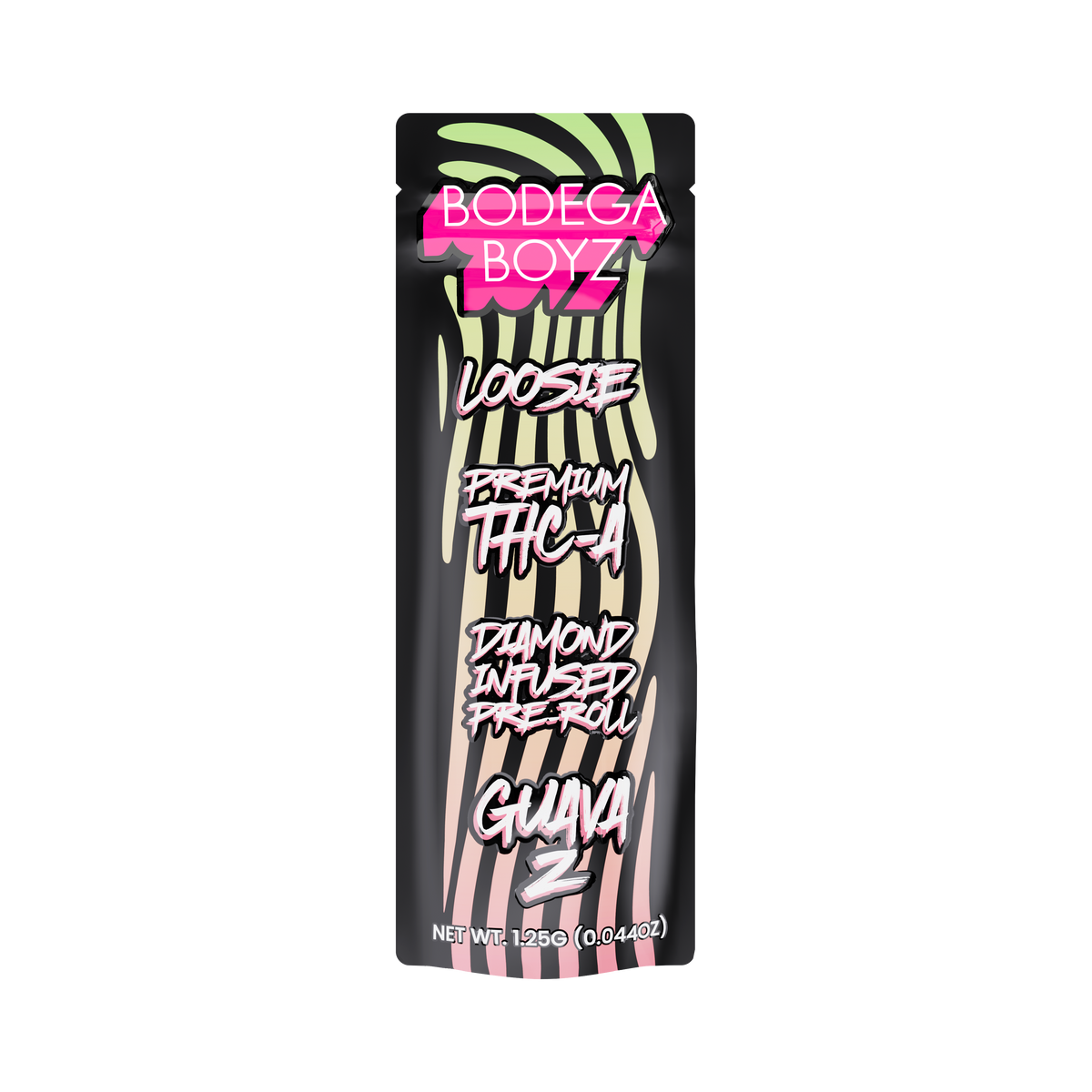 Bodega Boyz THCA Diamond-Infused Pre-Roll – 1.25G — Loosie-THCA-1PK-Guava Z packaging