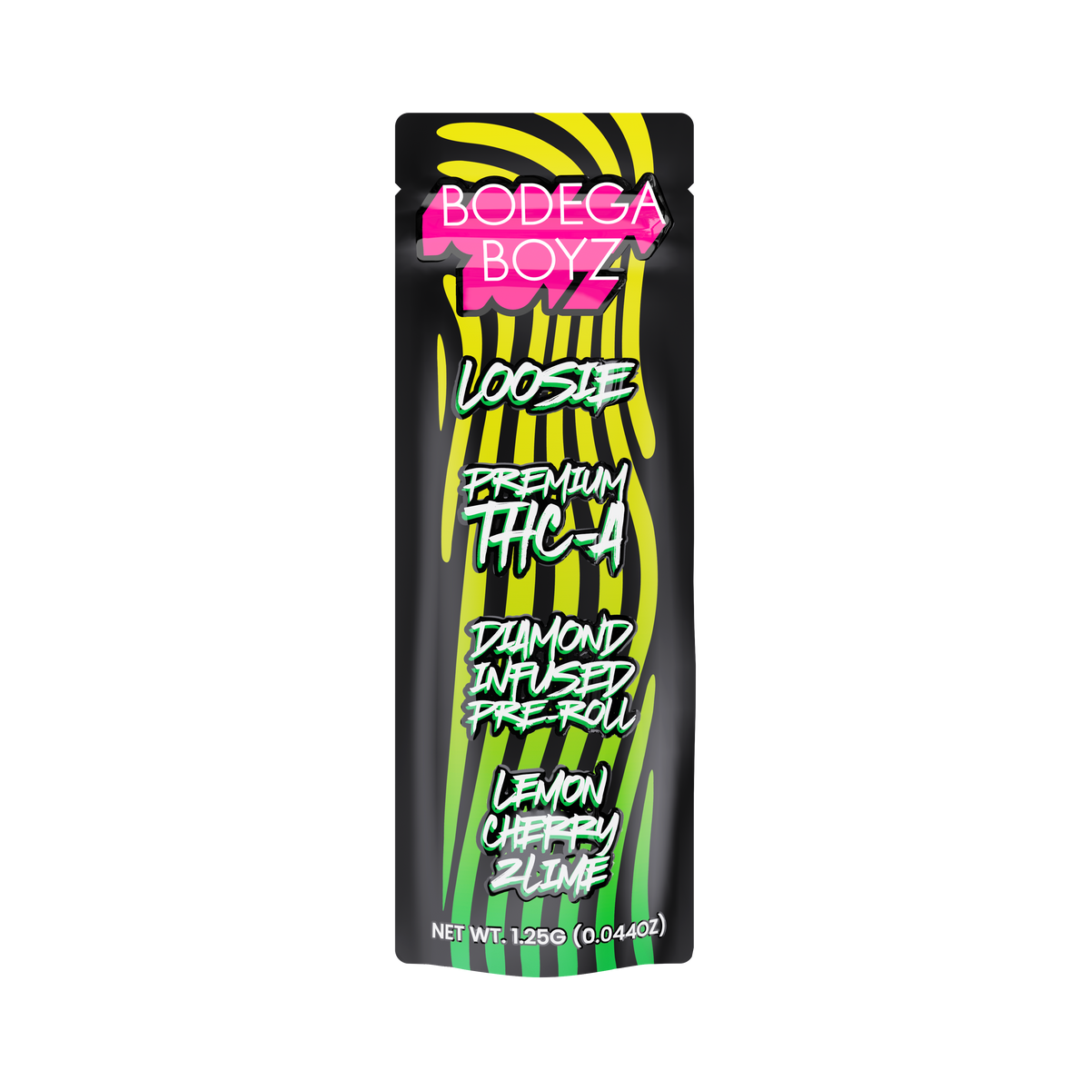 Bodega Boyz THCA Diamond-Infused Pre-Roll – 1.25G — Loosie-THCA-1PK-Lemon Cherry Zlime packaging