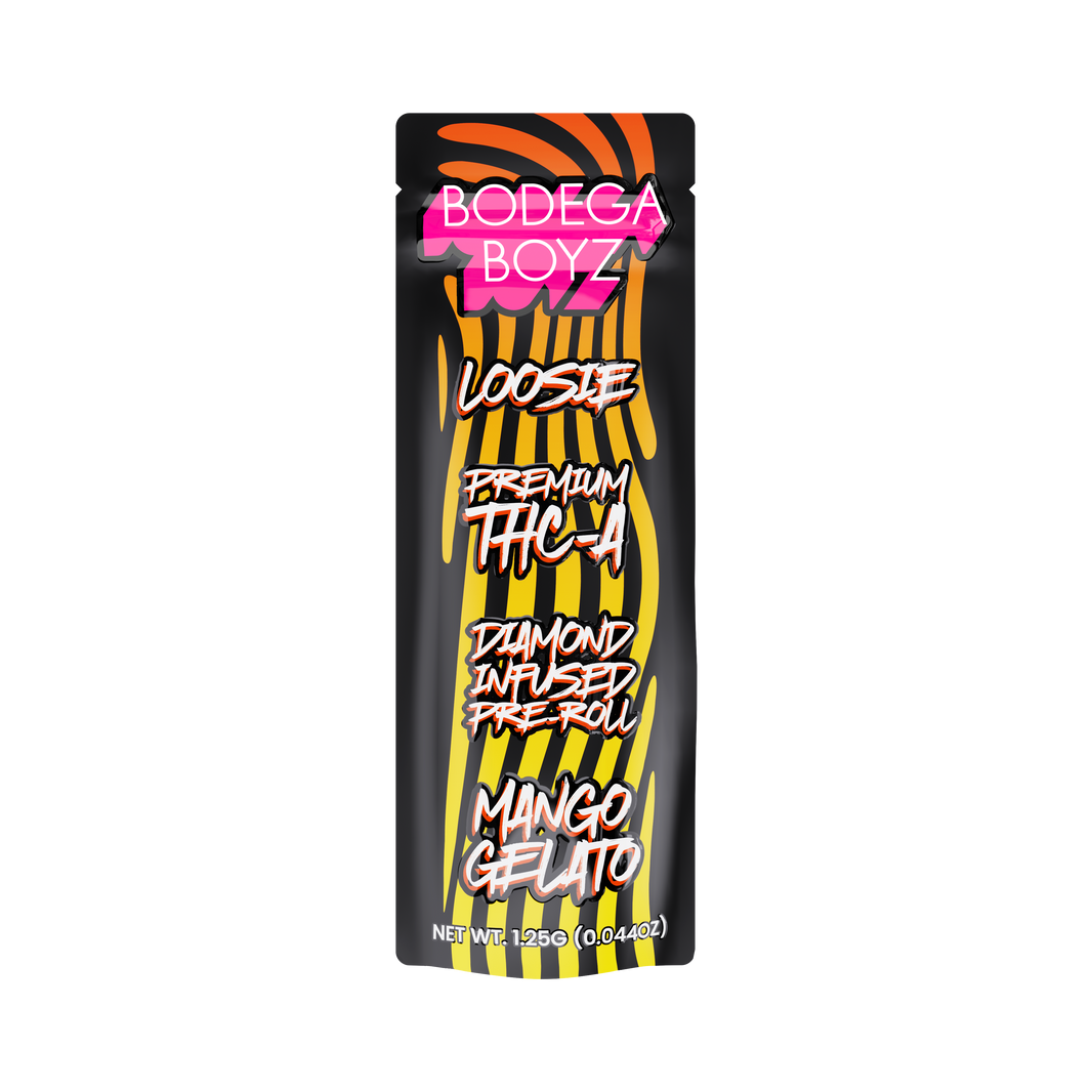 Bodega Boyz THCA Diamond-Infused Pre-Roll – 1.25G — Loosie-THCA-1PK-Mango Gelato packaging