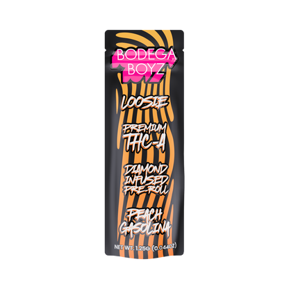 Bodega Boyz THCA Diamond-Infused Pre-Roll – 1.25G — Loosie-THCA-1PK-Peach Gasolina packaging