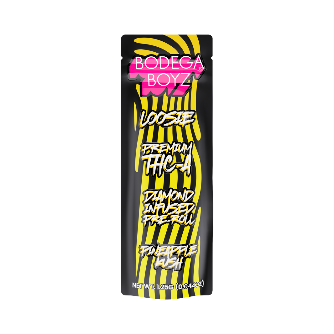 Bodega Boyz THCA Diamond-Infused Pre-Roll – 1.25G — Loosie-THCA-1PK-Pineapple Kush packaging