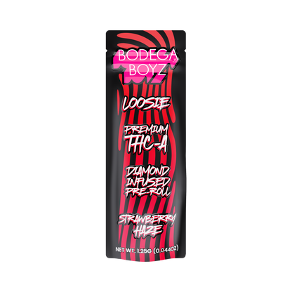 Bodega Boyz THCA Diamond-Infused Pre-Roll – 1.25G — Loosie-THCA-1PK-Strawberry Haze packaging