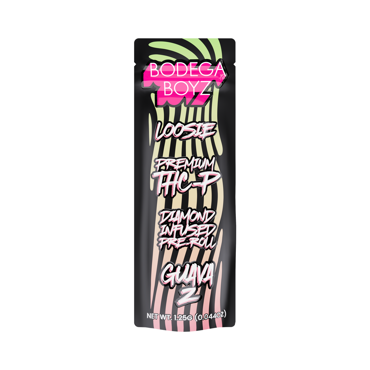 Bodega Boyz THCP Diamond-Infused Pre-Roll – 1.25G — Loosie-THCP-1PK-Guava Z packaging