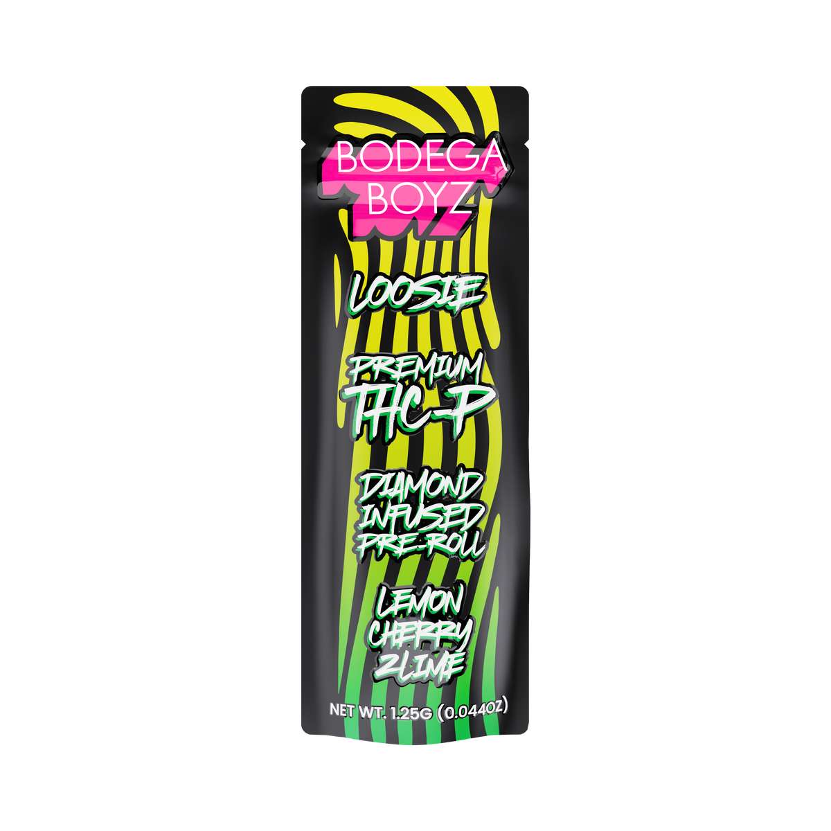 Bodega Boyz THCP Diamond-Infused Pre-Roll – 1.25G — Loosie-THCP-1PK-Lemon Cherry Zlime packaging