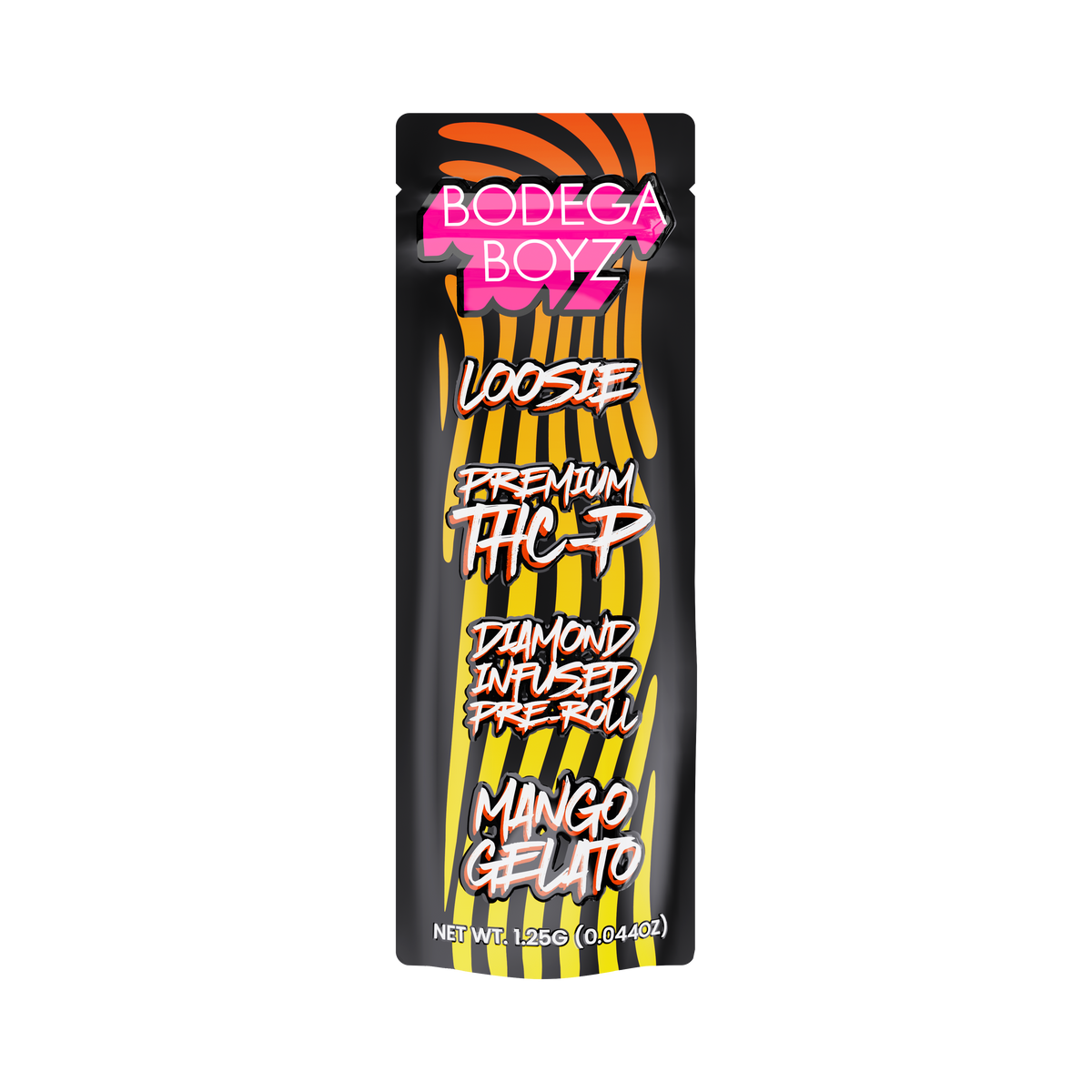 Bodega Boyz THCP Diamond-Infused Pre-Roll – 1.25G — Loosie-THCP-1PK-Mango Gelato packaging