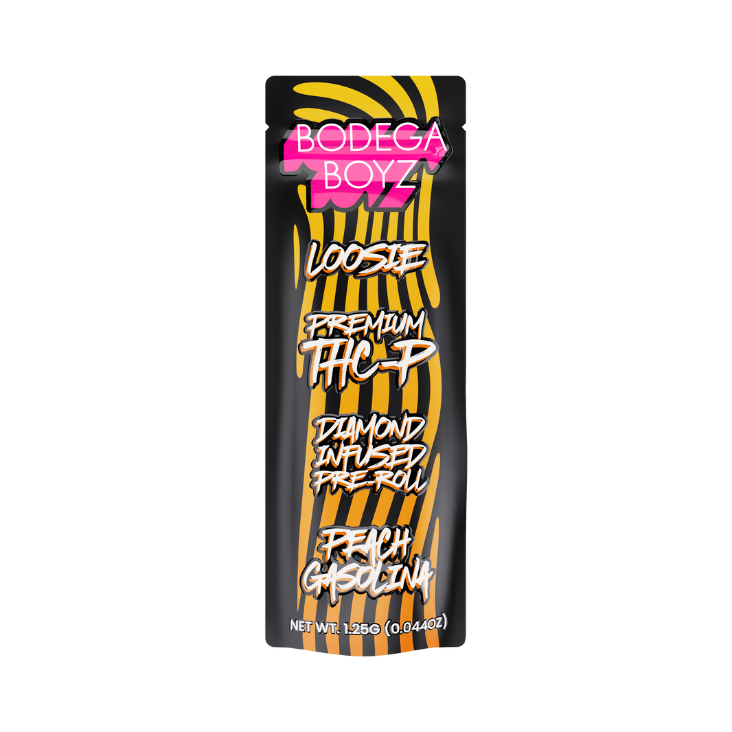 Bodega Boyz THCP Diamond-Infused Pre-Roll – 1.25G — Loosie-THCP-1PK-Peach Gasolina packaging