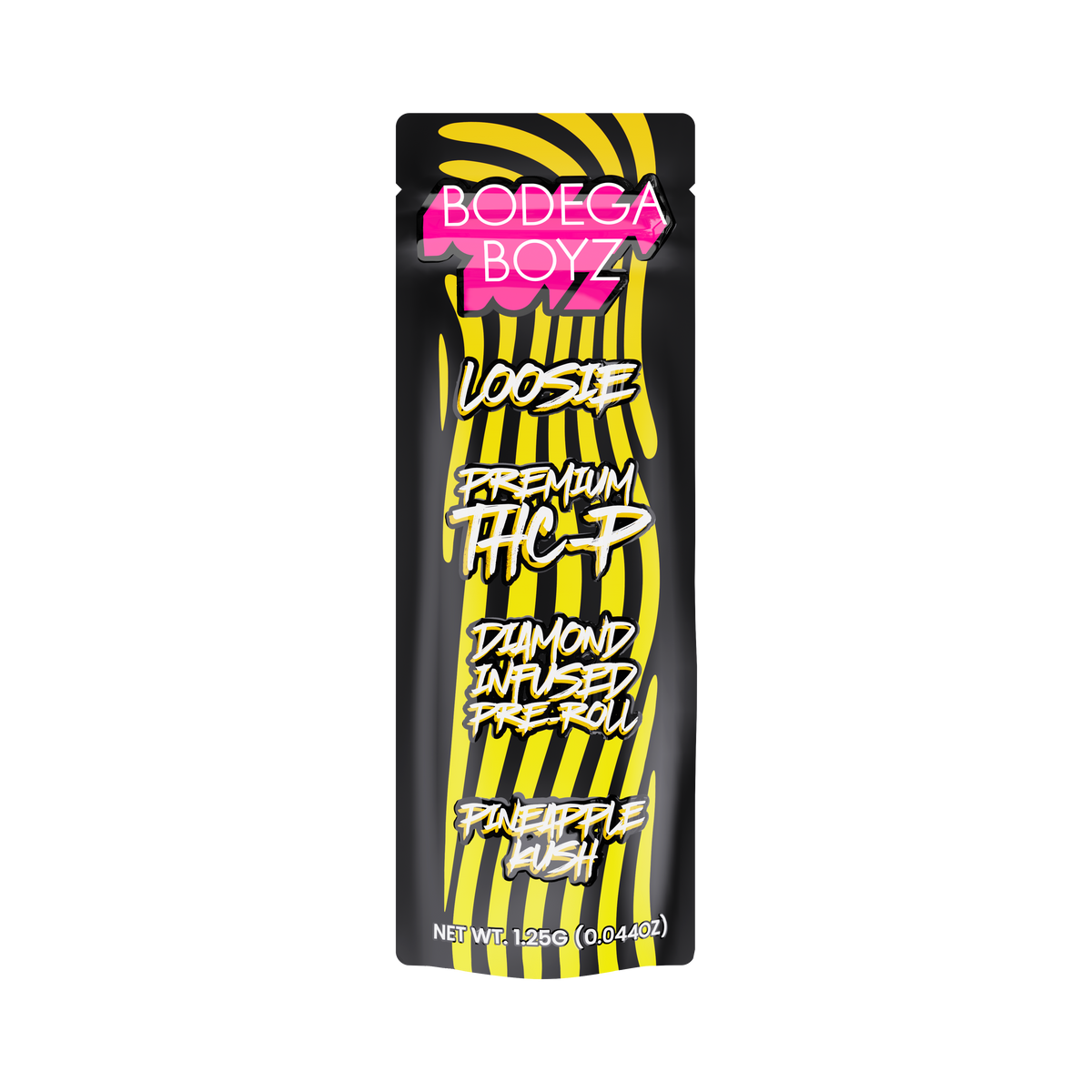Bodega Boyz THCP Diamond-Infused Pre-Roll – 1.25G — Loosie-THCP-1PK-Pineapple Kush packaging