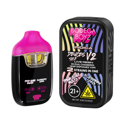 Bodega Boyz Deuces THCP Live Resin Disposable Vape – 3G — Pink Guava Runtz Blueberry Certz packaging