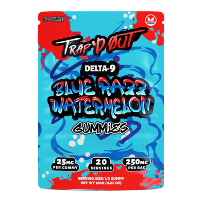 Trap’d Out Delta-9 Gummies 10-count pouch — Blue Razz Watermelon