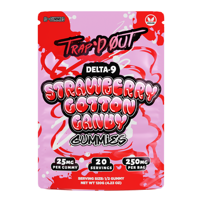 Trap’d Out Delta-9 Gummies 10-count pouch — Strawberry Cotton Candy