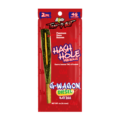HiXotic Trap'd Out Jeffrey THCA Hash Holes — Apple Jack sativa, 4G donut pre-roll