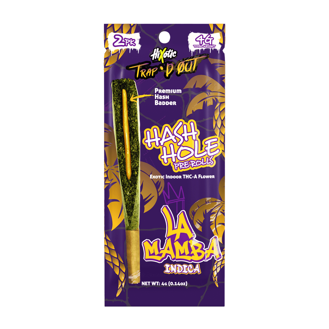 HiXotic Trap'd Out Jeffrey THCA Hash Holes — Apple Jack sativa, 4G donut pre-roll