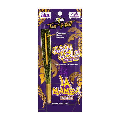 HiXotic Trap'd Out Jeffrey THCA Hash Holes — Apple Jack sativa, 4G donut pre-roll