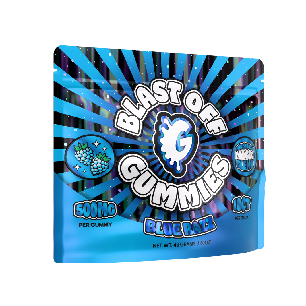 Blast Off Mushroom Gummies – Blue Razz – 10-count pouch