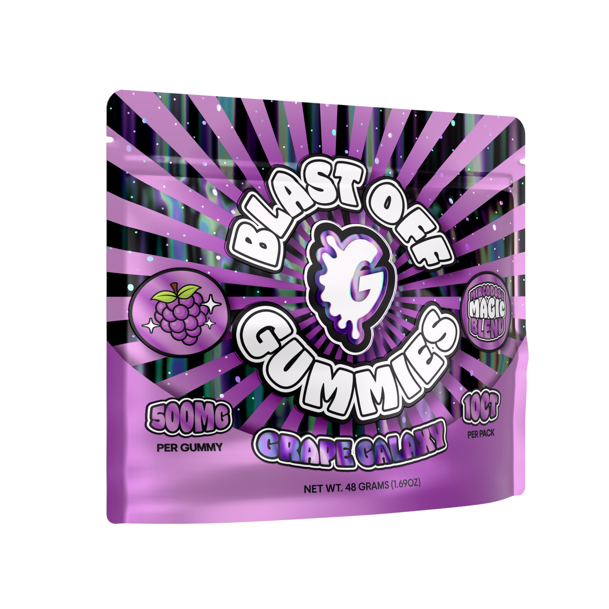 Blast Off Mushroom Gummies – Grape Galaxy – 10-count pouch