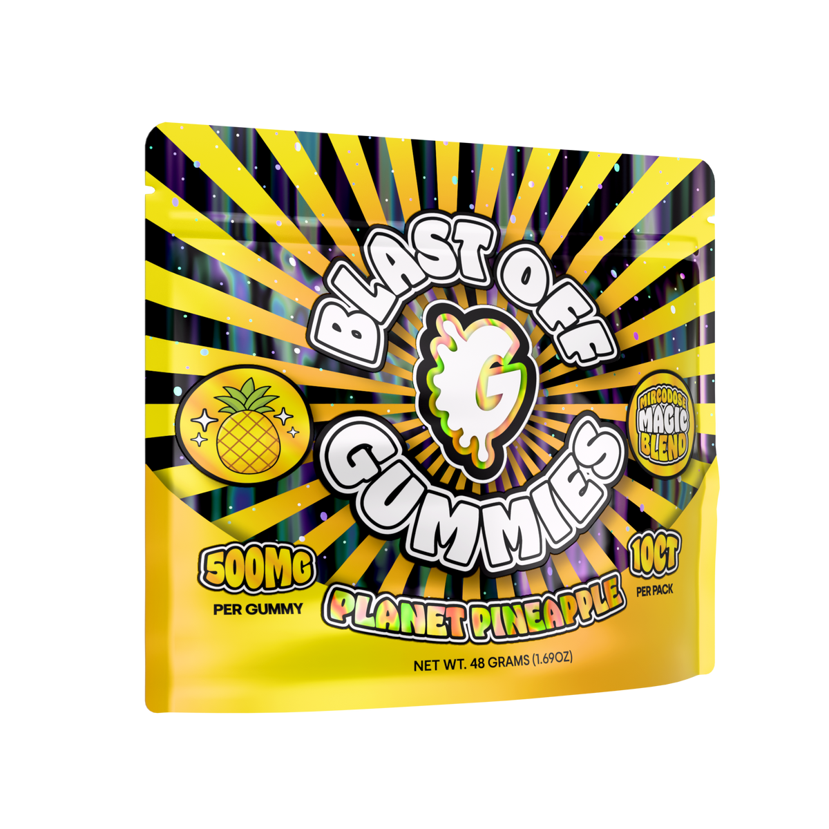 Blast Off Mushroom Gummies – Planet Pineapple – 10-count pouch
