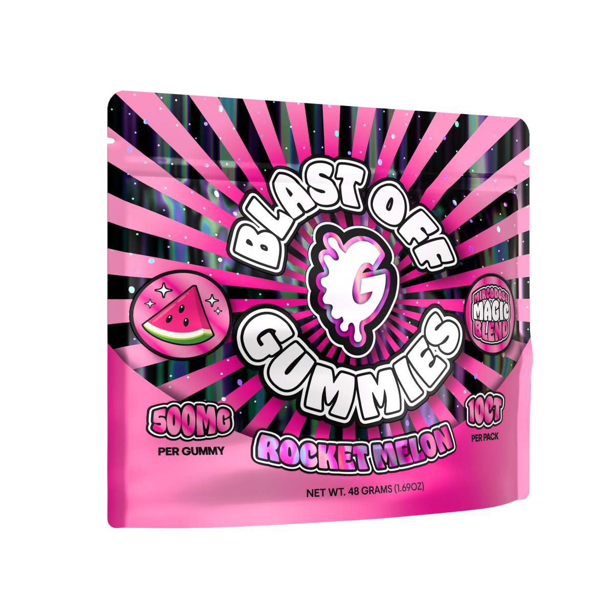 Blast Off Mushroom Gummies – Rocket Melon – 10-count pouch