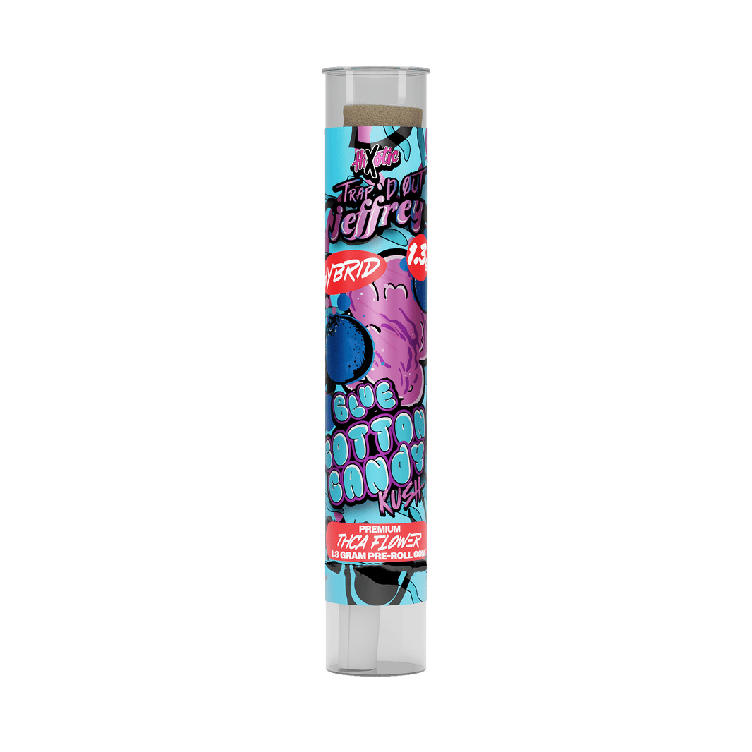 HiXotic Trap'd Out Jeffrey THCA Pre-Roll — Blue Cotton Candy Kush hybrid, 1.3G
