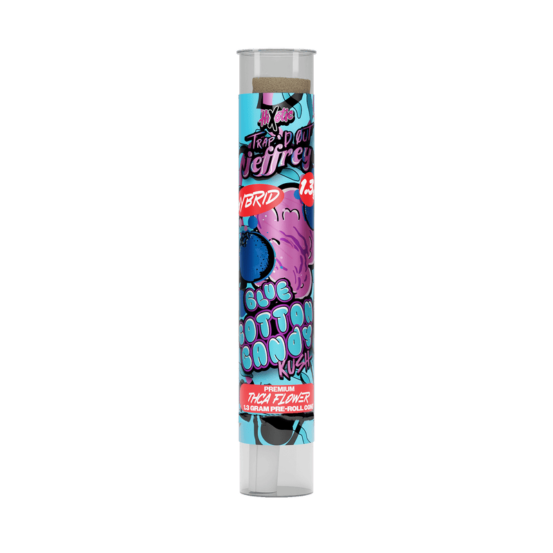 HiXotic Trap'd Out Jeffrey THCA Pre-Roll — Blue Cotton Candy Kush hybrid, 1.3G