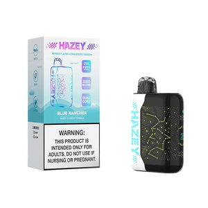 Blue Hazey 25K Cloud-6 disposable vape by Elevated Haze with sleek design and compact shape for easy use.