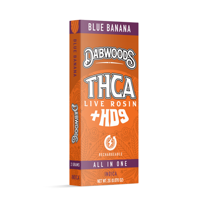 Dabwoods THCA live rosin 2G Blue Banana disposable package