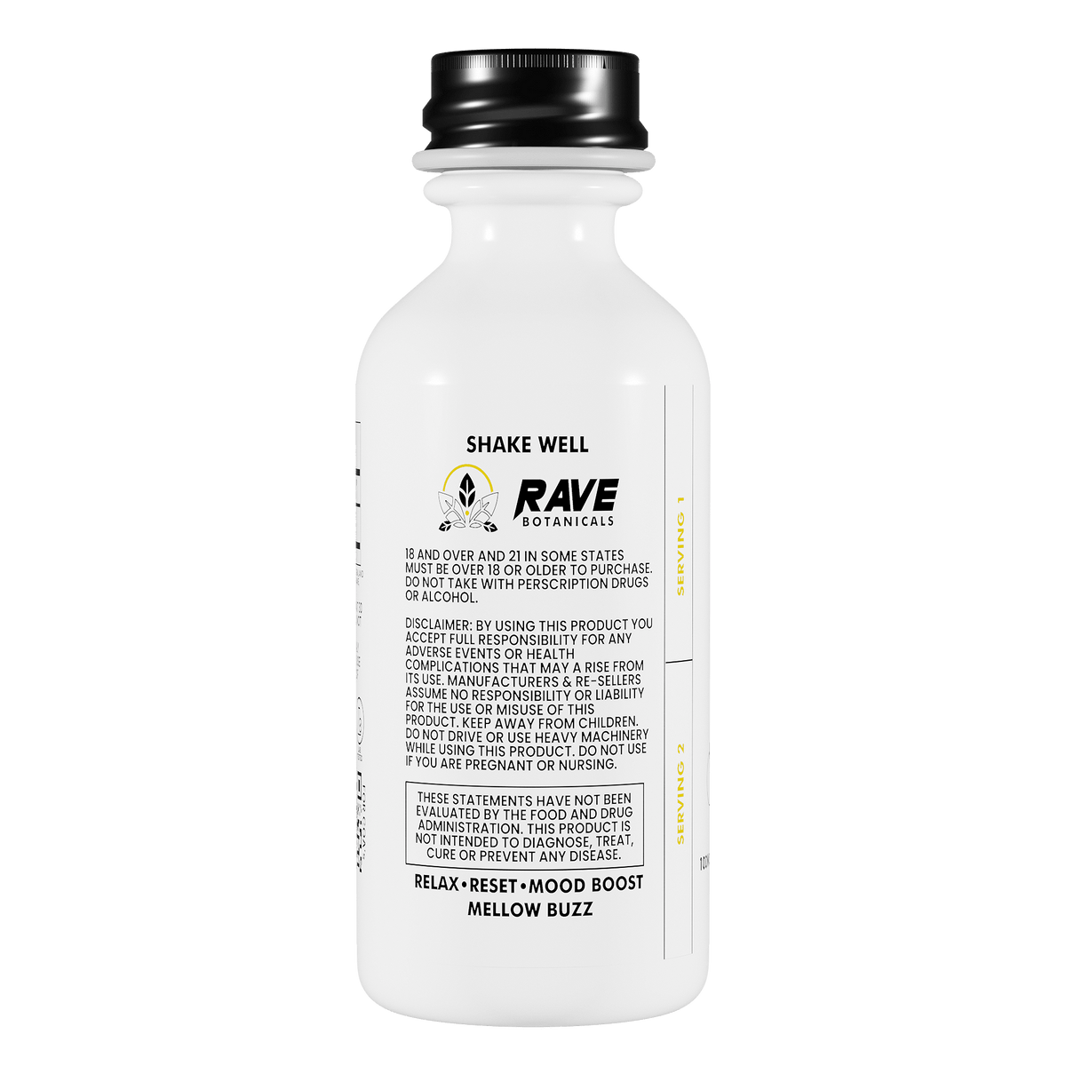 Rave Botanicals Kava Blend Shot — Piña Colada, botanical shot bottle