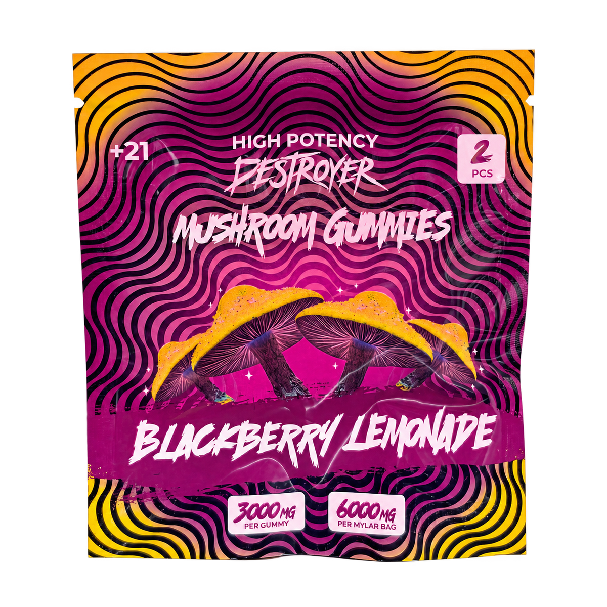 Destroyer Mushroom Gummies Blackberry Lemonade 2-count pouch