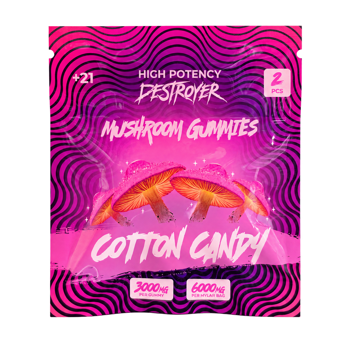 Destroyer Mushroom Gummies Cotton Candy 2-count pouch