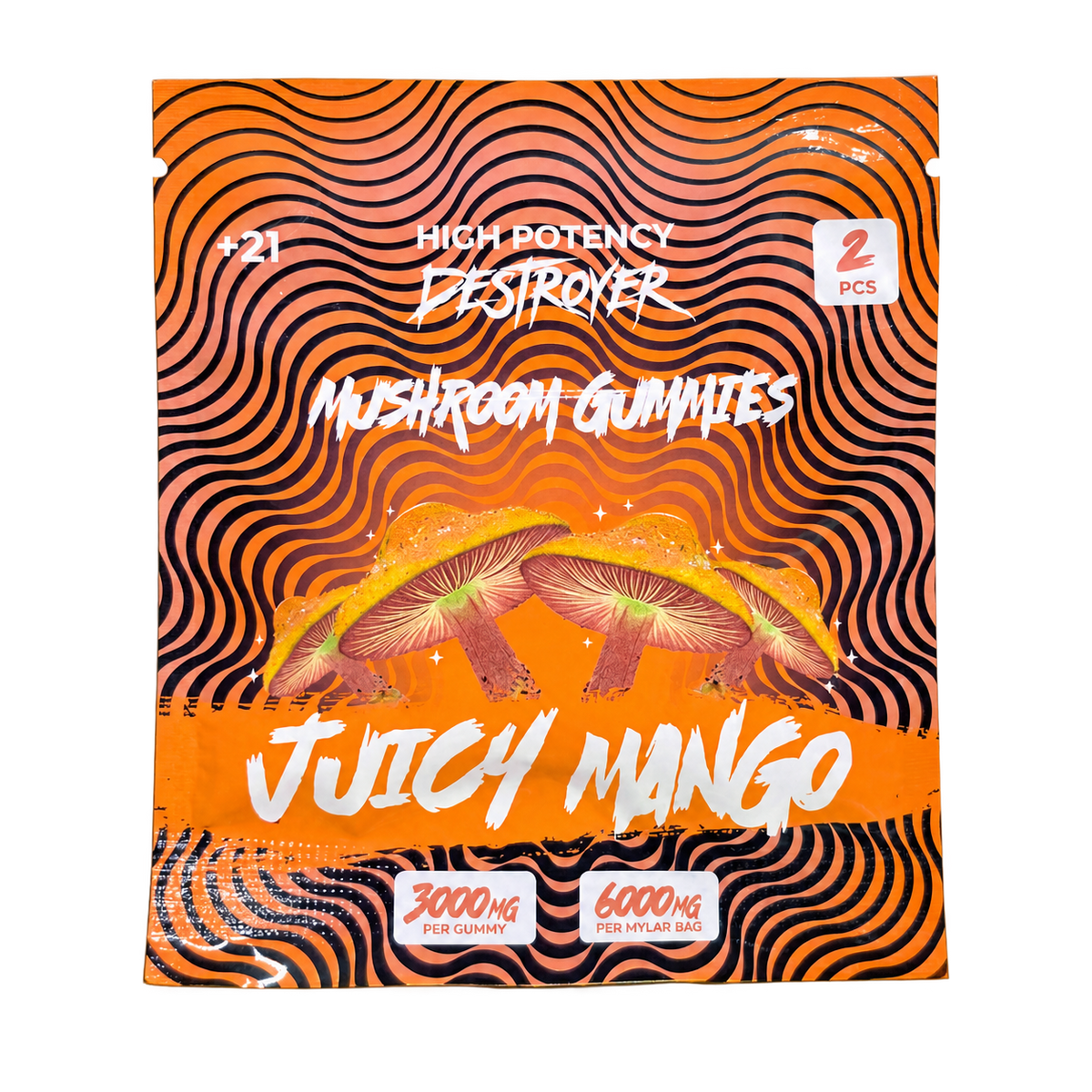 Destroyer Mushroom Gummies Juicy Mango 2-count pouch