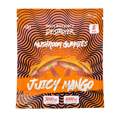 Destroyer Mushroom Gummies Juicy Mango 2-count pouch
