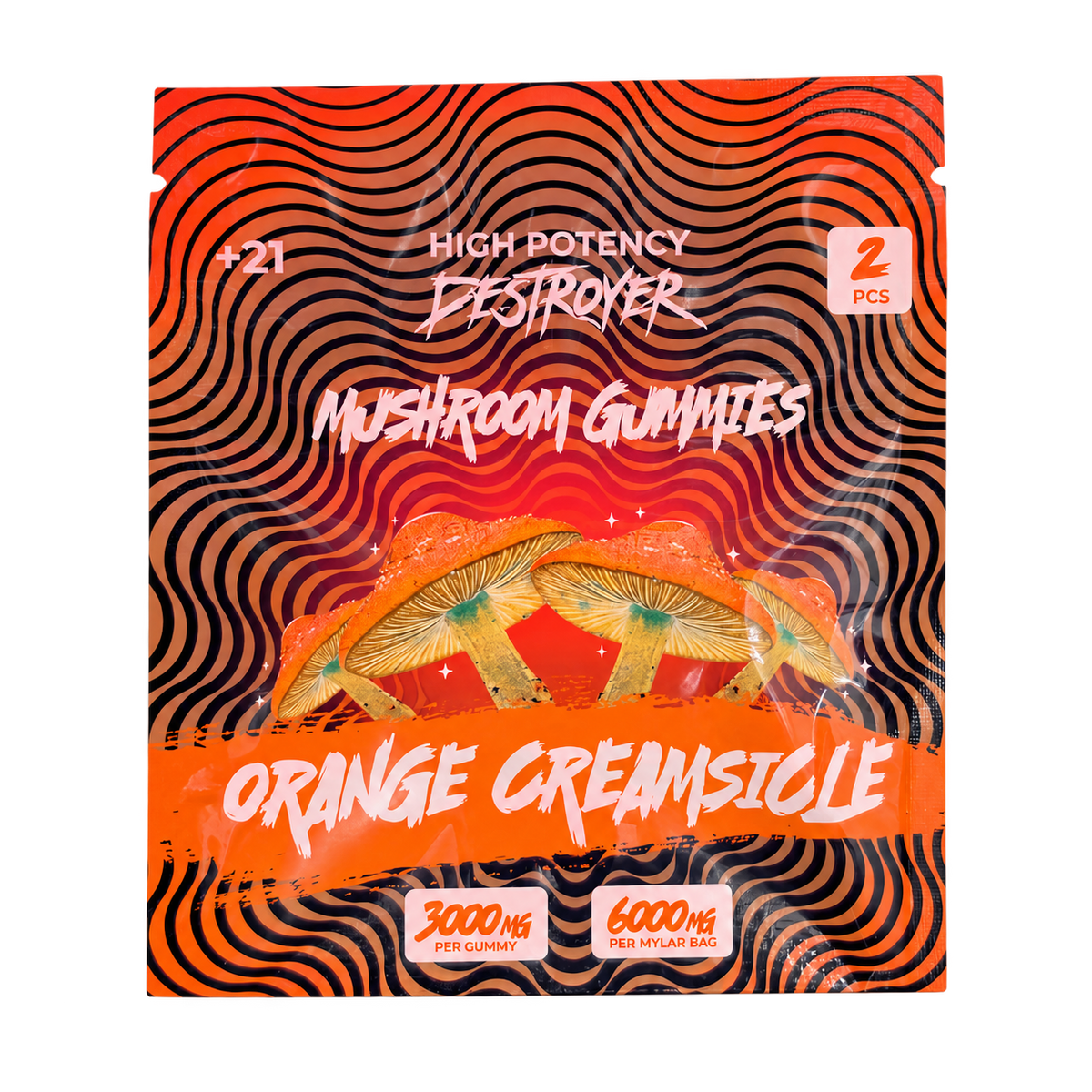 Destroyer Mushroom Gummies Orange Creamsicle 2-count pouch