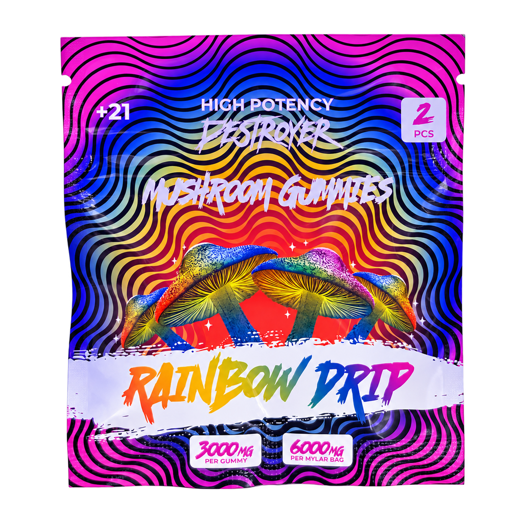 Destroyer Mushroom Gummies Rainbow Drip 2-count pouch