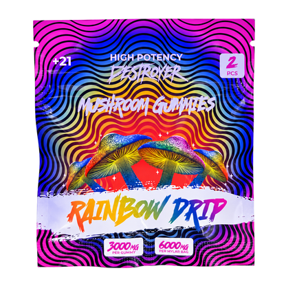Destroyer Mushroom Gummies Rainbow Drip 2-count pouch