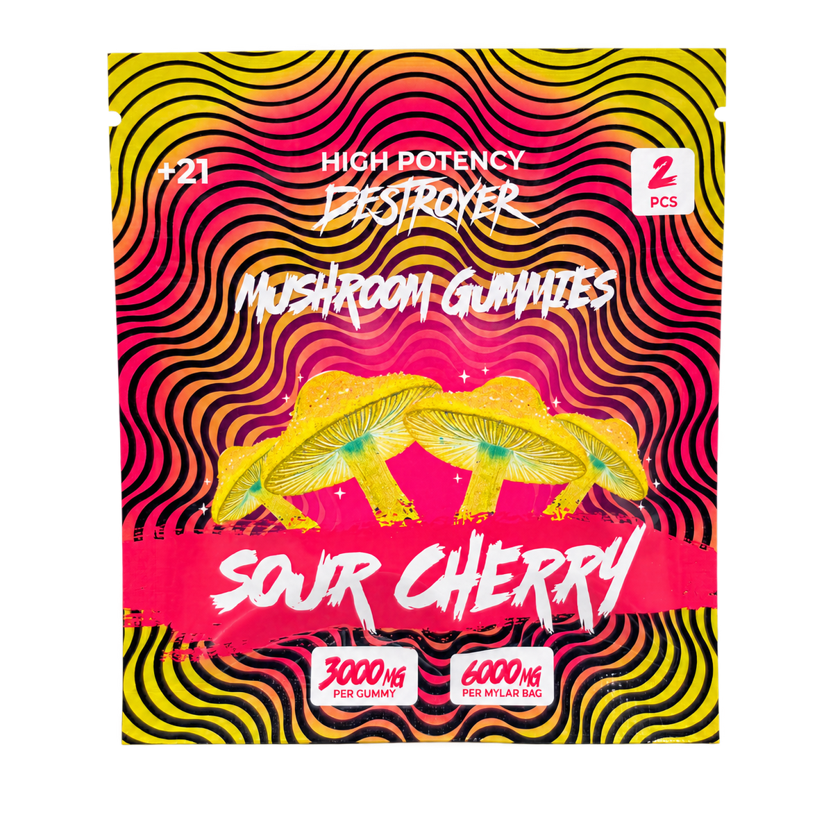 Destroyer Mushroom Gummies Sour Cherry 2-count pouch