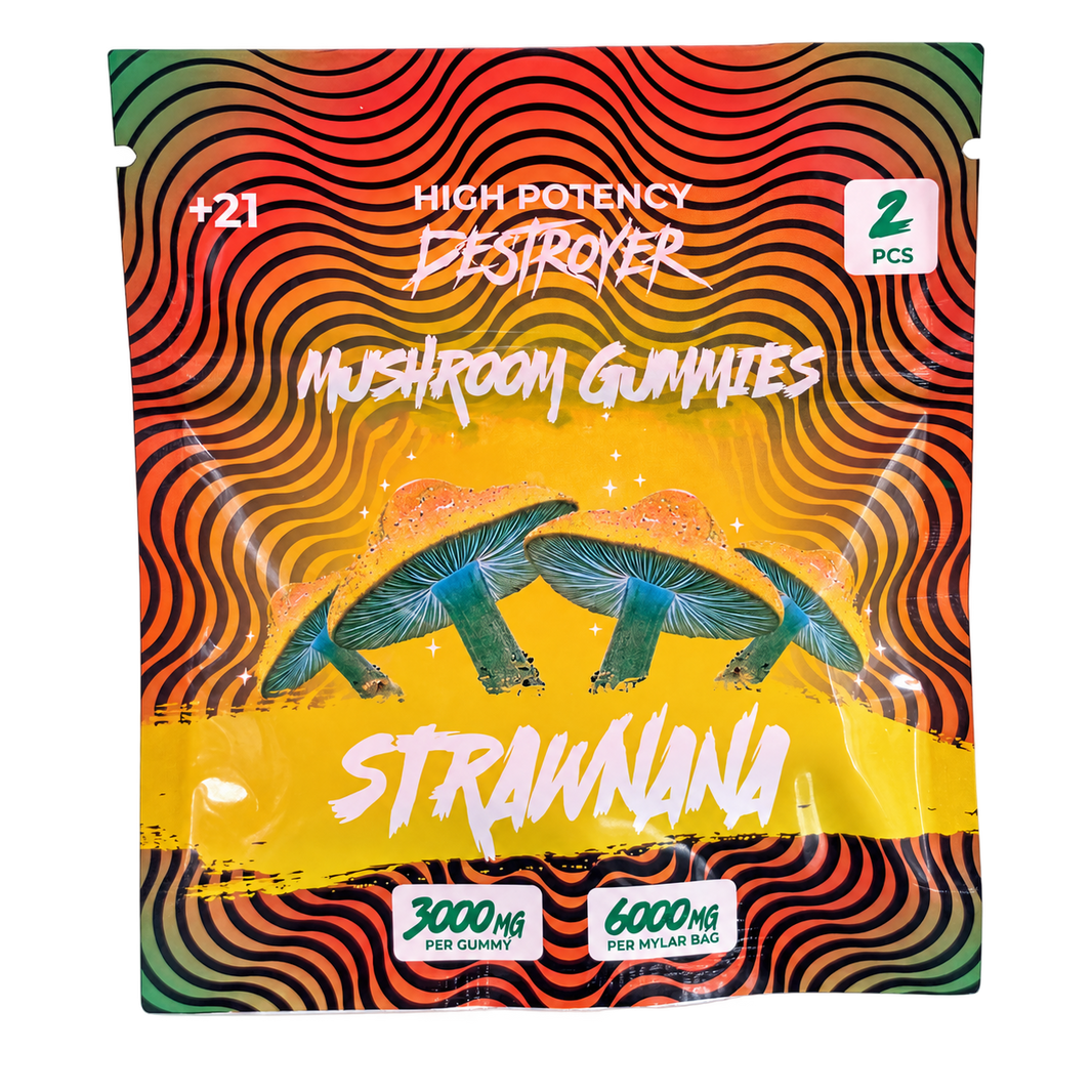 Destroyer Mushroom Gummies Strawnana 2-count pouch