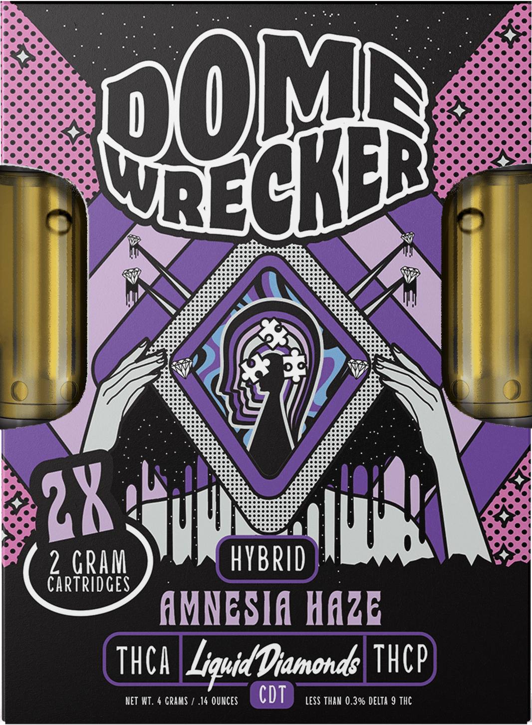 Domewrecker 2x2 THCA Liquid Diamonds Cartridge — Jet Fuel sativa, 4G 510 cart