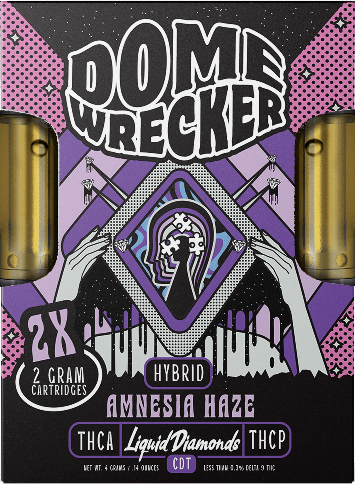 Domewrecker 2x2 THCA Liquid Diamonds Cartridge — Jet Fuel sativa, 4G 510 cart
