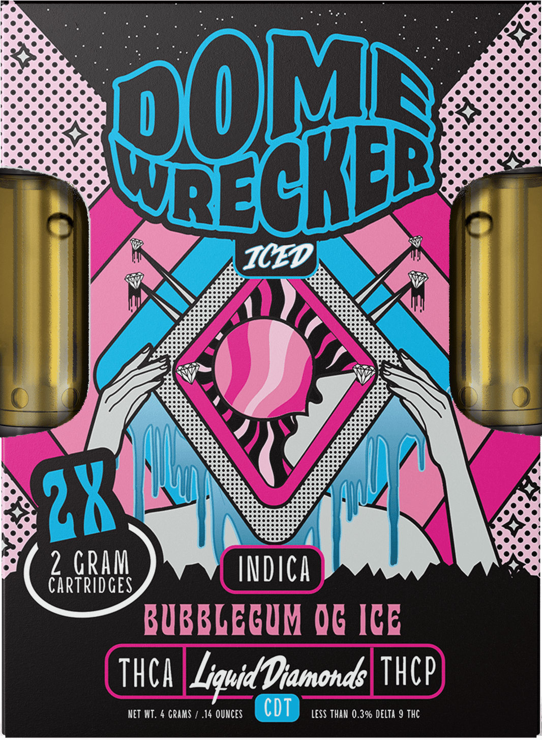 Domewrecker 2x2 THCA Liquid Diamonds Cartridge — Jet Fuel sativa, 4G 510 cart